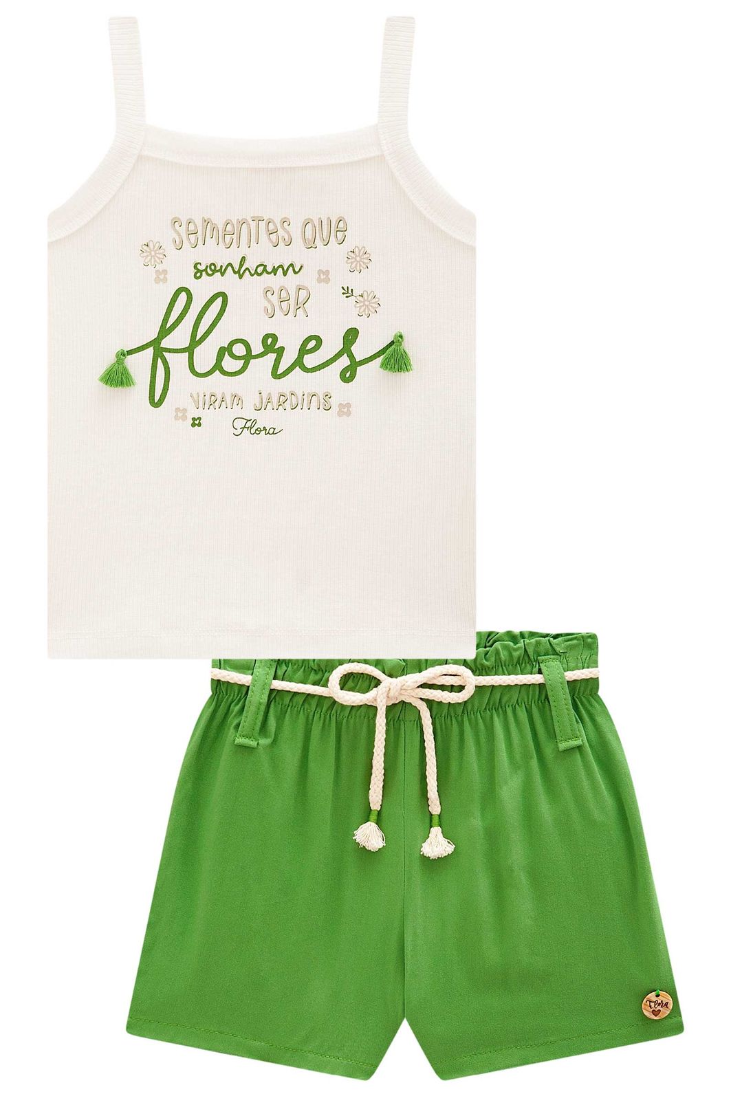 Conjunto de regata em canelado liz com shorts em viscose 98125 Infanti Infantil Menina