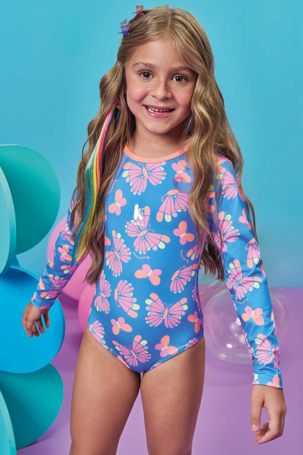 Maiô em malha com proteção UV50+ 99549 Kukiê Infantil Menina Maiô em malha com proteção UV50+ 99549 Kukiê Infantil Menina