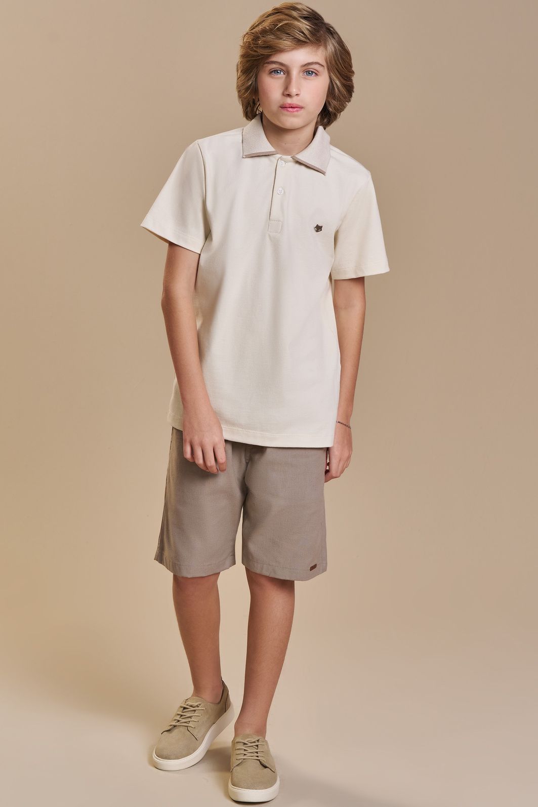 Bermuda em linho santorine com elastano 93374 Johnny Fox Teen Menino