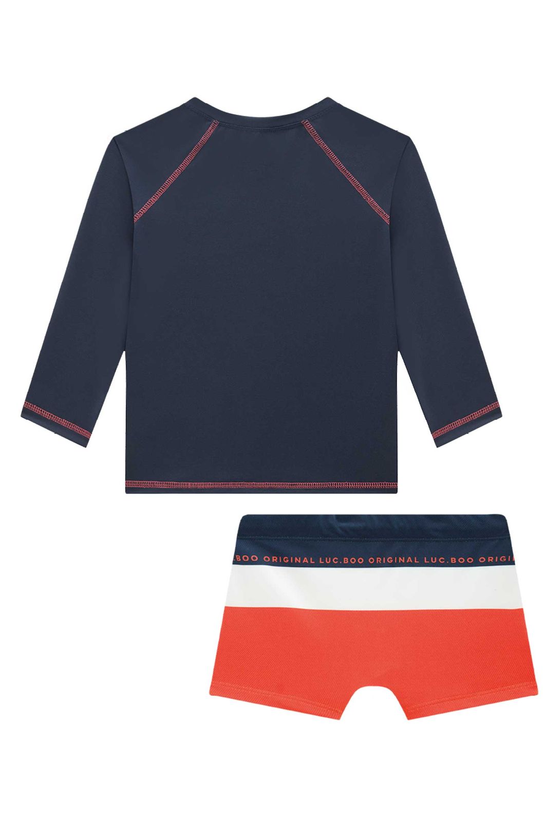 Conjunto de camiseta e sunga em malha UV dry com proteção UV50+ 96125 LucBoo Infantil Menino Conjunto de camiseta e sunga em malha UV dry com proteção UV50+ 96125 LucBoo Infantil Menino