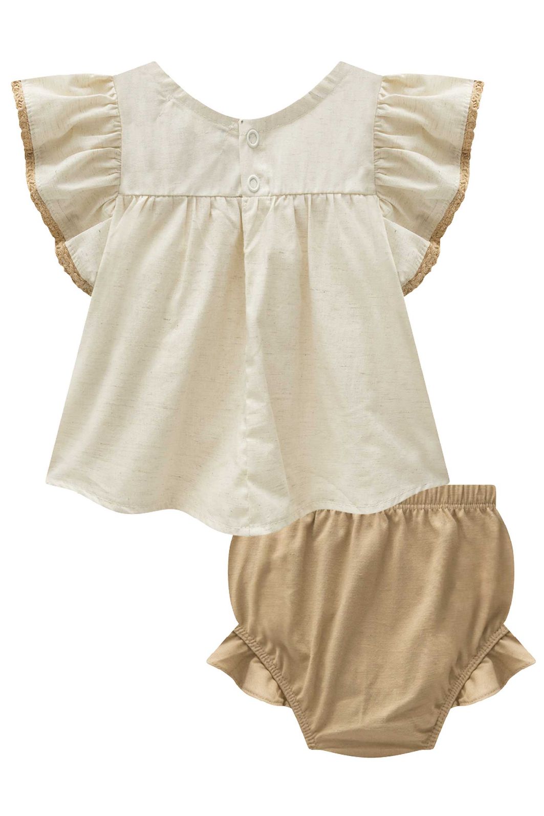 Conjunto de bata em linho deluxe com tapa fralda em linho com elastano 97159 Infanti Bebê Menina Conjunto de bata em linho deluxe com tapa fralda em linho com elastano 97159 Infanti Bebê Menina