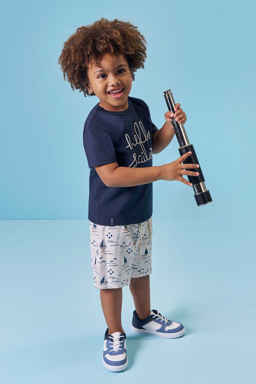 Conjunto de camiseta em meia malha e bermuda em nylon ergonomic com elastano 95453 LucBoo Infantil Menino Conjunto de camiseta em meia malha e bermuda em nylon ergonomic com elastano 95453 LucBoo Infantil Menino