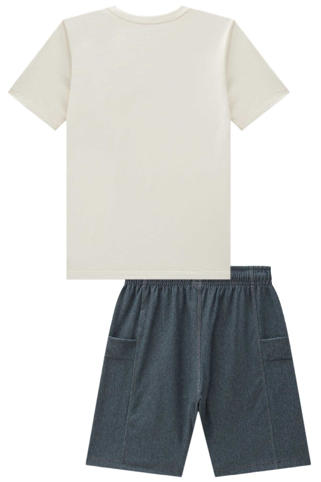 Conjunto de camiseta em meia malha e bermuda en cotton jeans com elastano 98693 Johnny Fox Teen Menino Conjunto de camiseta em meia malha e bermuda en cotton jeans com elastano 98693 Johnny Fox Teen Menino