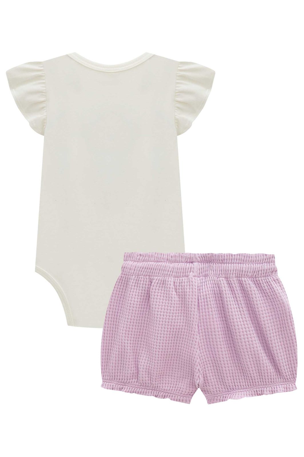Conjunto de body em cotton com shorts em malha big waffle 99176 Infanti Bebê Menina Conjunto de body em cotton com shorts em malha big waffle 99176 Infanti Bebê Menina