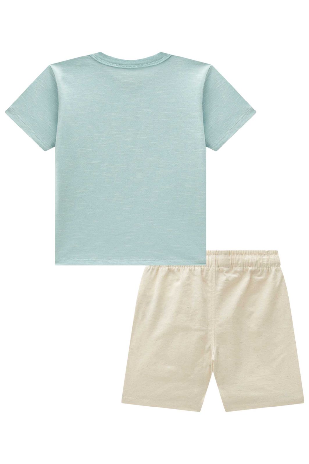 Conjunto de camiseta em meia malha mesclada e bermuda em linho santorine com elastano 95171 Johnny Fox Teen Menino Conjunto de camiseta em meia malha mesclada e bermuda em linho santorine com elastano 95171 Johnny Fox Teen Menino