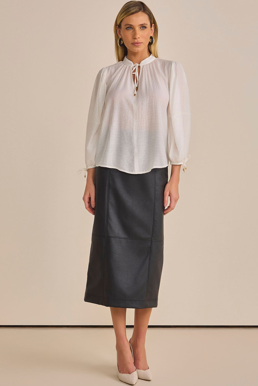 Bata em chiffon jacquard listrado 94905 Linzzi