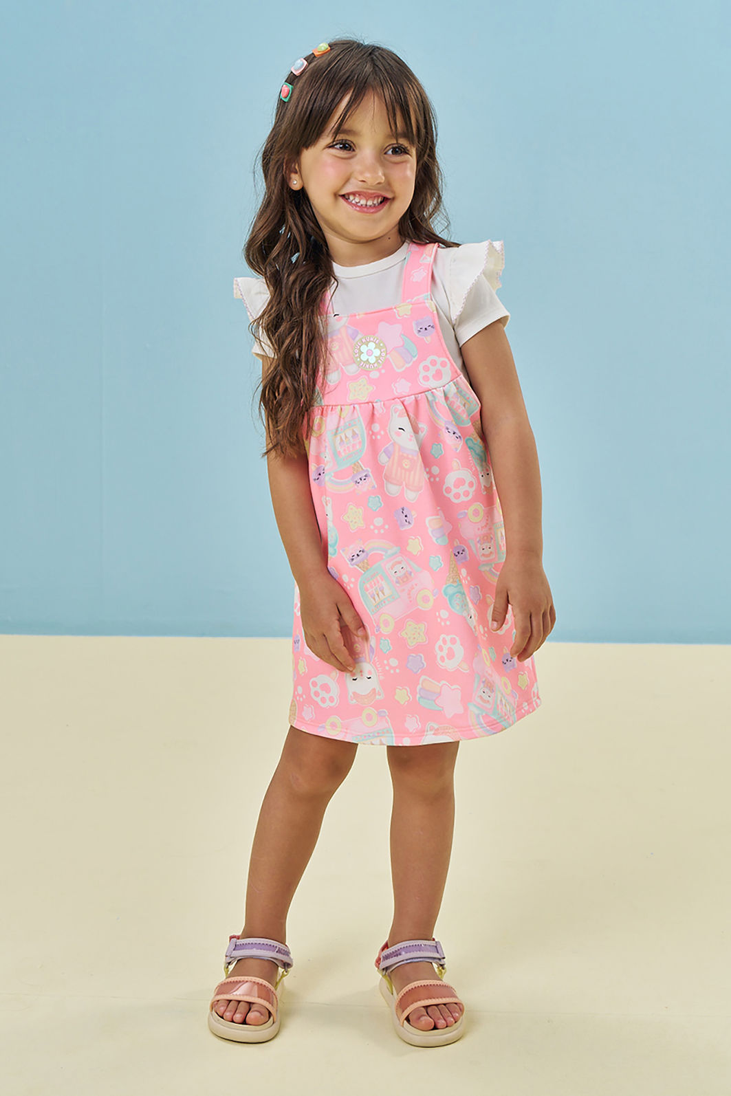 Conjunto de body em cotton e salopete em molecotton 95221 Kukiê Bebê Menina Conjunto de body em cotton e salopete em molecotton 95221 Kukiê Bebê Menina