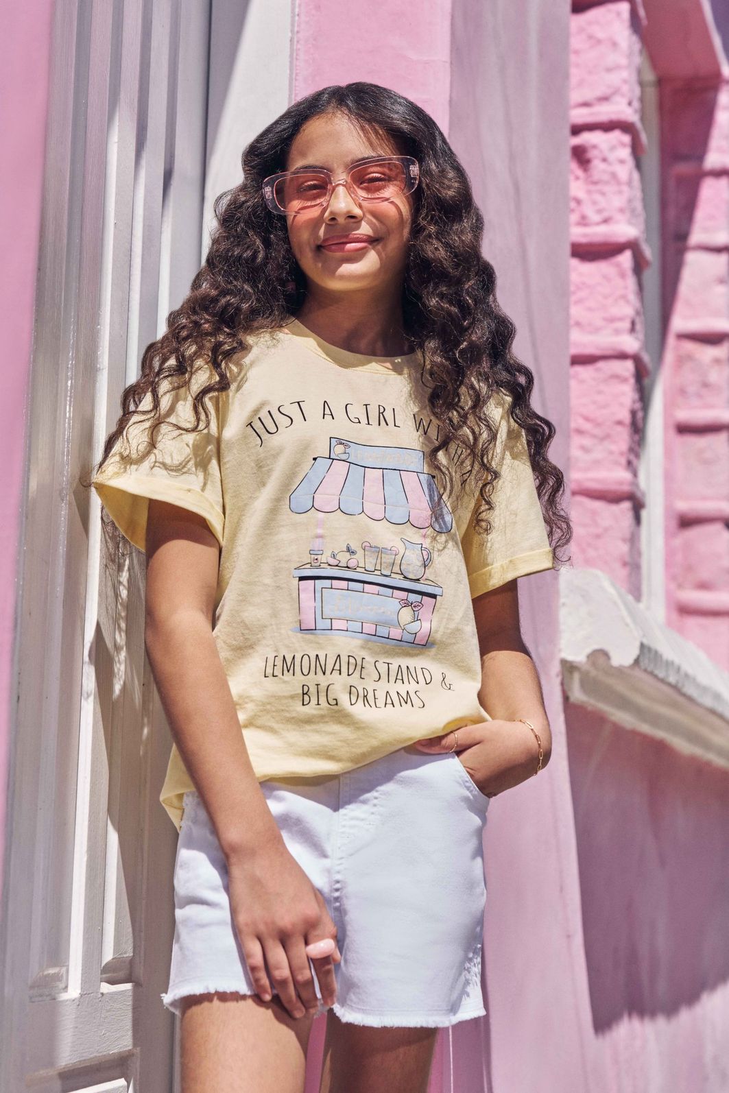 Conjunto de camiseta comfy em meia malha e shorts em sarja com elastano 96310 Lilimoon Teen Menina