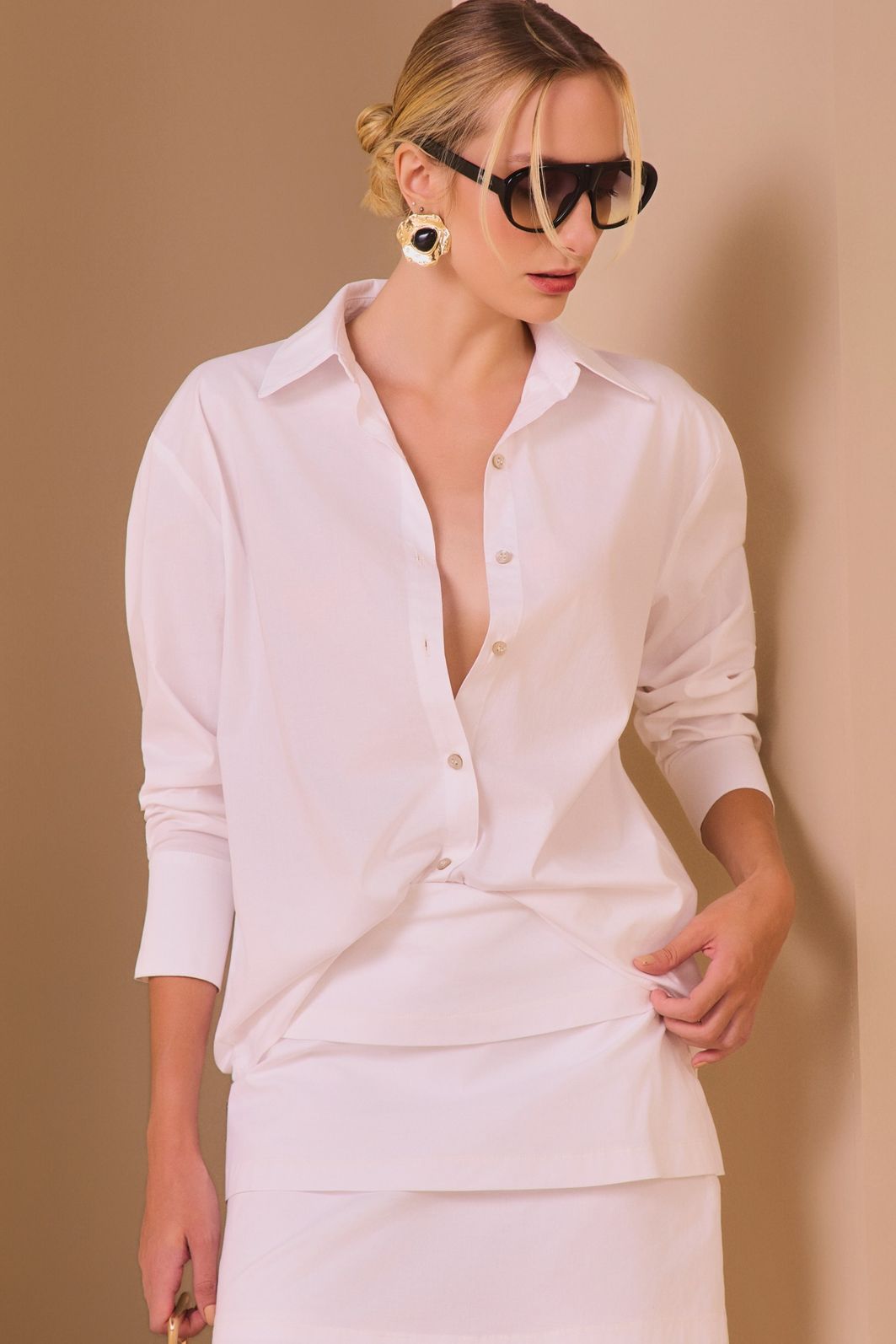 Camisa em tricoline de algodão premium com elastano 98346 Linzzi Camisa em tricoline de algodão premium com elastano 98346 Linzzi