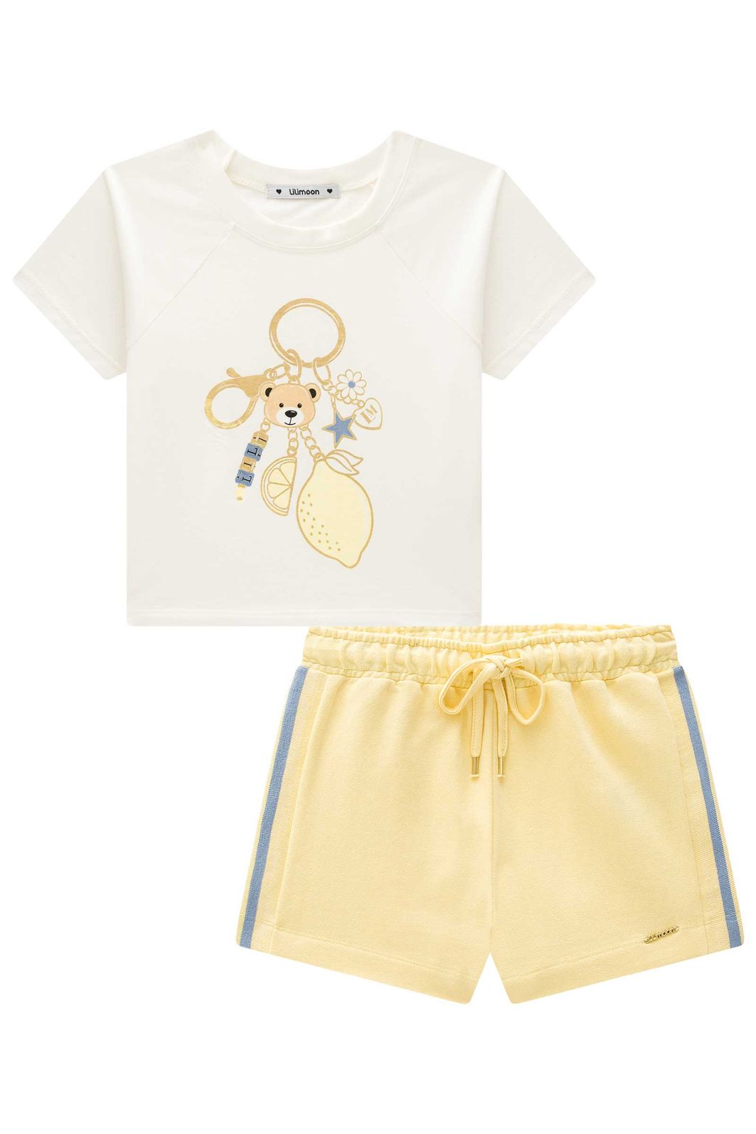 Conjunto de blusa em meia malha e shorts em moletom sem pelúcia 95908 Lilimoon Teen Menina