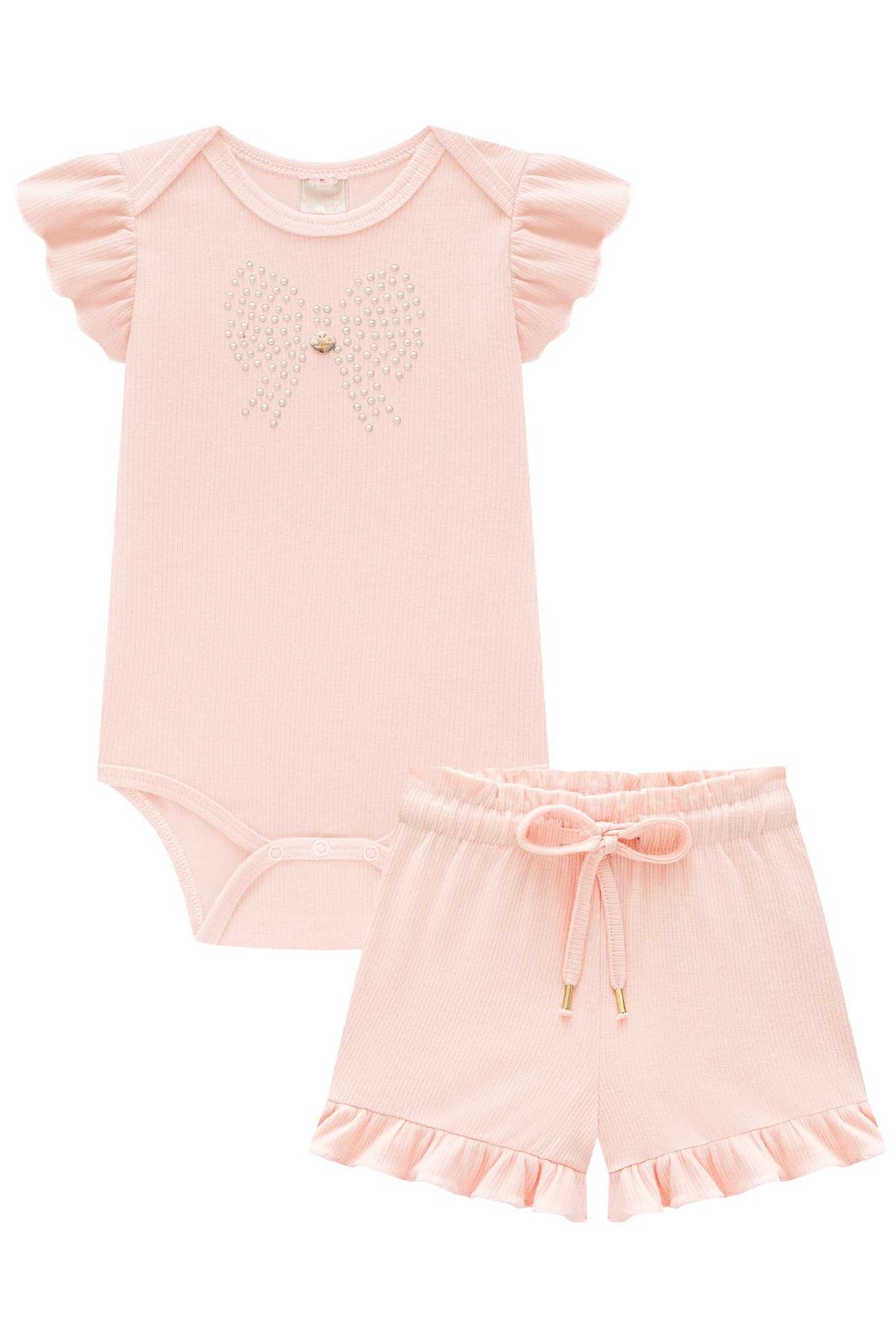 Conjunto de body e shorts em canelado liz 96897 Infanti Bebê Menina