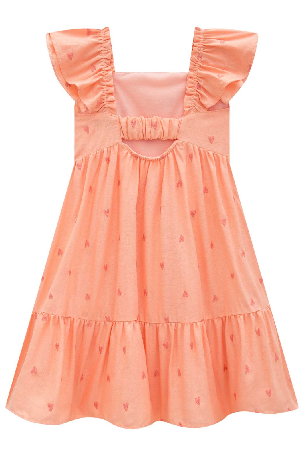 Vestido em linho bordado corações 96650 Infanti Infantil Menina Vestido em linho bordado corações 96650 Infanti Infantil Menina