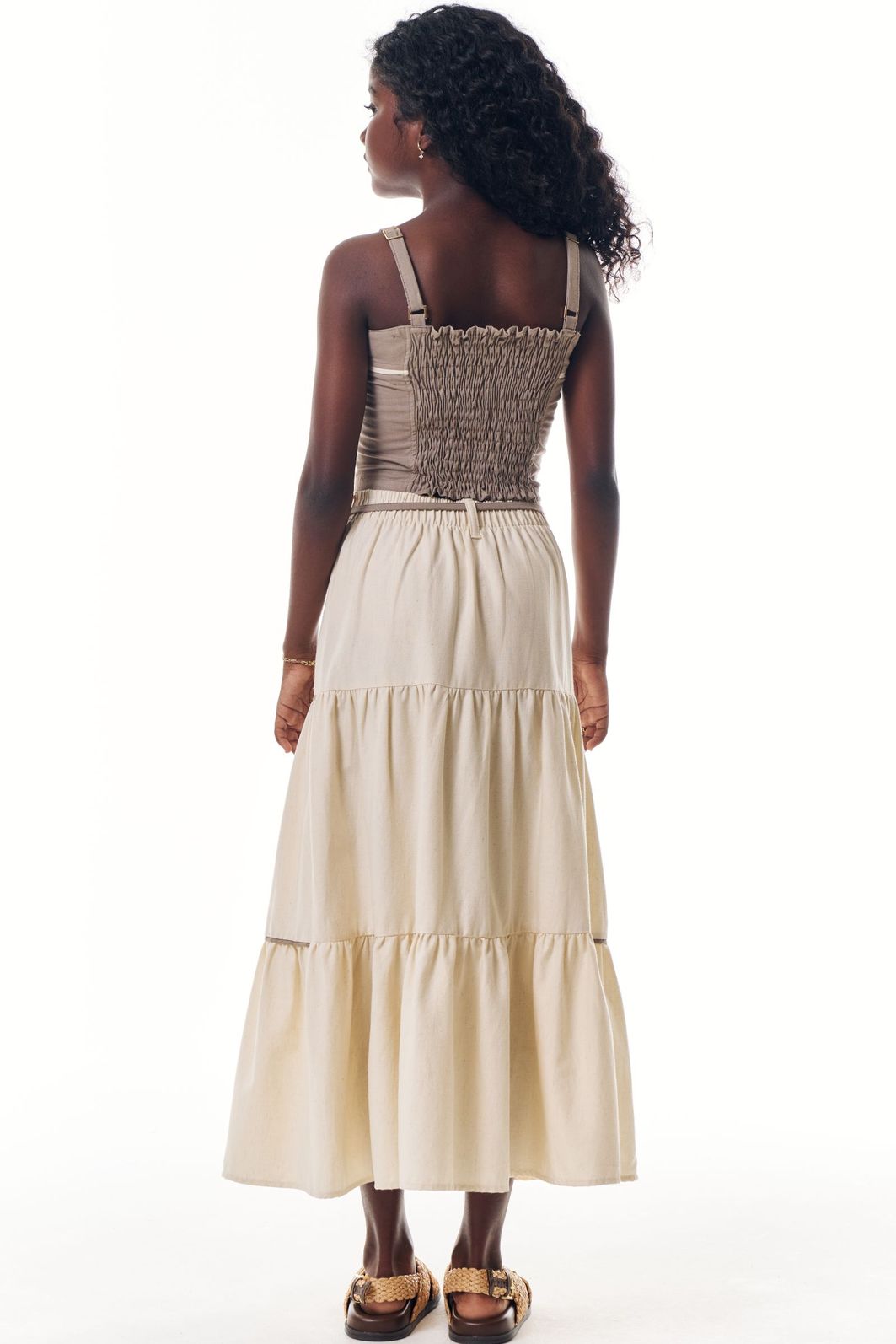 Conjunto de regata e saia midi em linho santorine 92612 Lilimoon Teen Menina