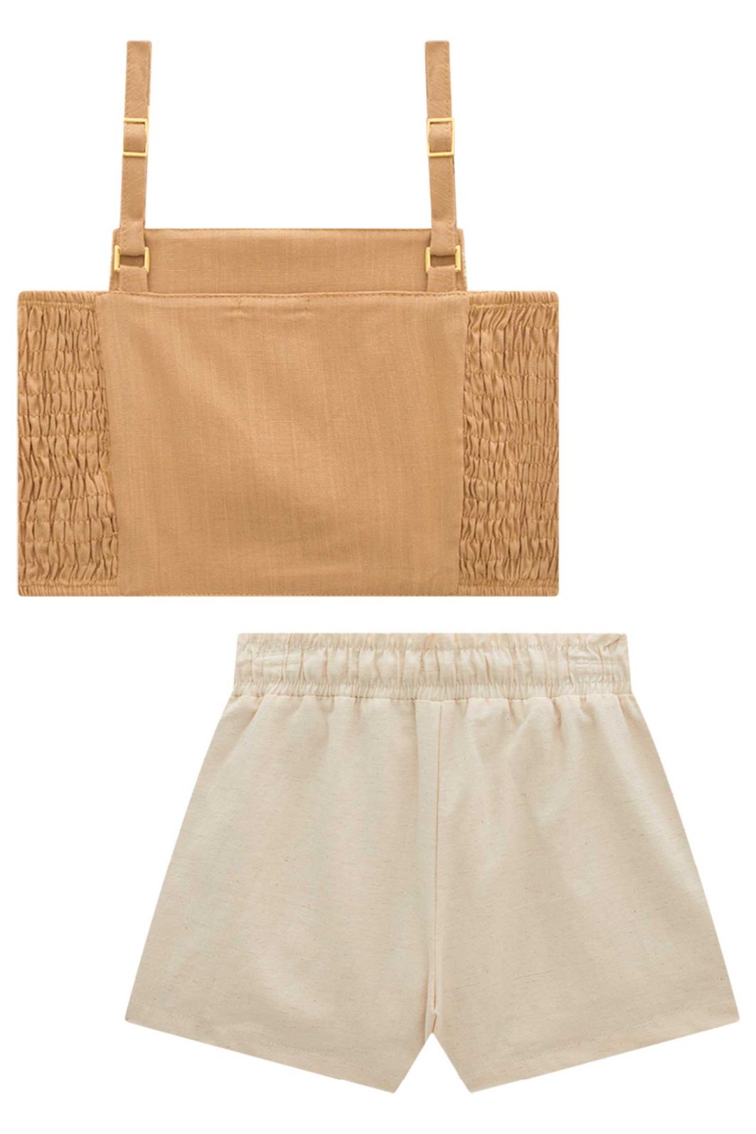 Conjunto de regata em viscose e shorts em linho com elastano 98916 Vic Teen Menina