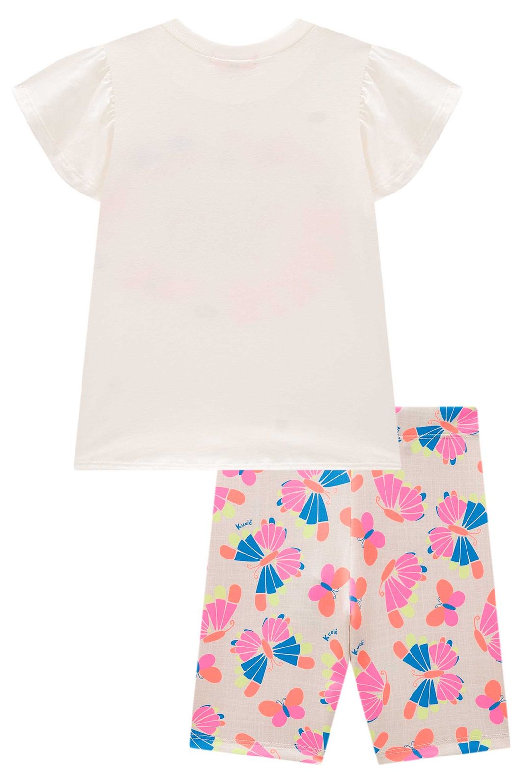 Conjunto de blusa em meia malha e bermuda biker em fly tech 98453 Kukiê Infantil Menina Conjunto de blusa em meia malha e bermuda biker em fly tech 98453 Kukiê Infantil Menina