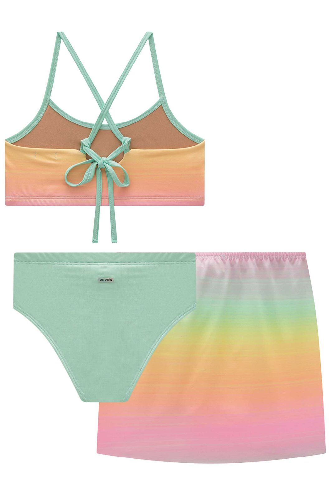 Trio de biquíni e saída de praia em malha UV50 92968 Vic Teen Menina Trio de biquíni e saída de praia em malha UV50 92968 Vic Teen Menina