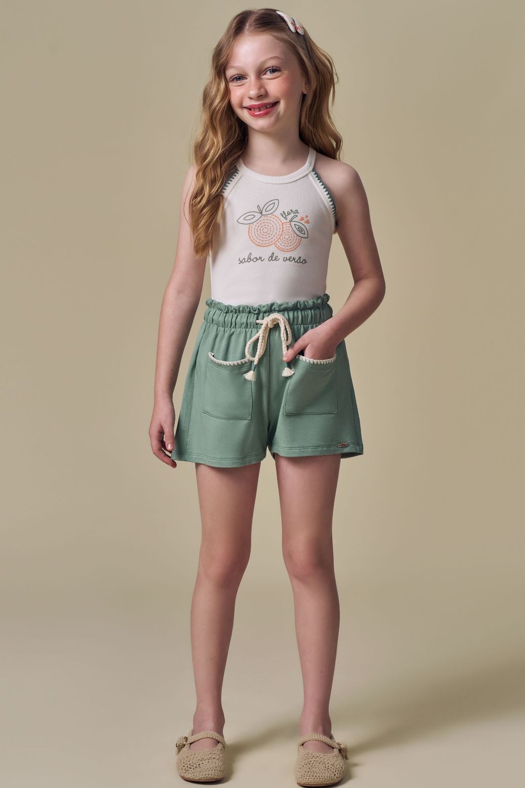 Conjunto de regata em canelado liz com shorts em molevisco 96413 Infanti Infantil Menina
