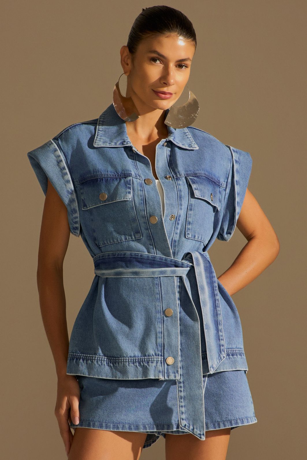 Colete oversized em denim 94439 Linzzi Colete oversized em denim 94439 Linzzi