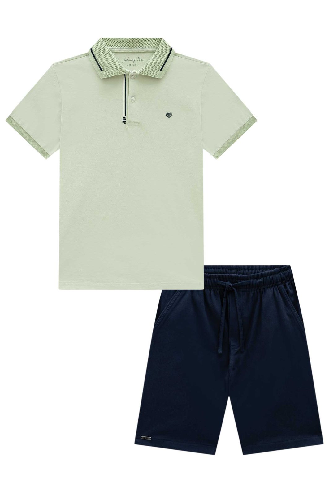 Conjunto de camisa polo em piquet com elastano e bermuda em sarja girassol com elastano 96398 Johnny Fox Teen Menino Conjunto de camisa polo em piquet com elastano e bermuda em sarja girassol com elastano 96398 Johnny Fox Teen Menino