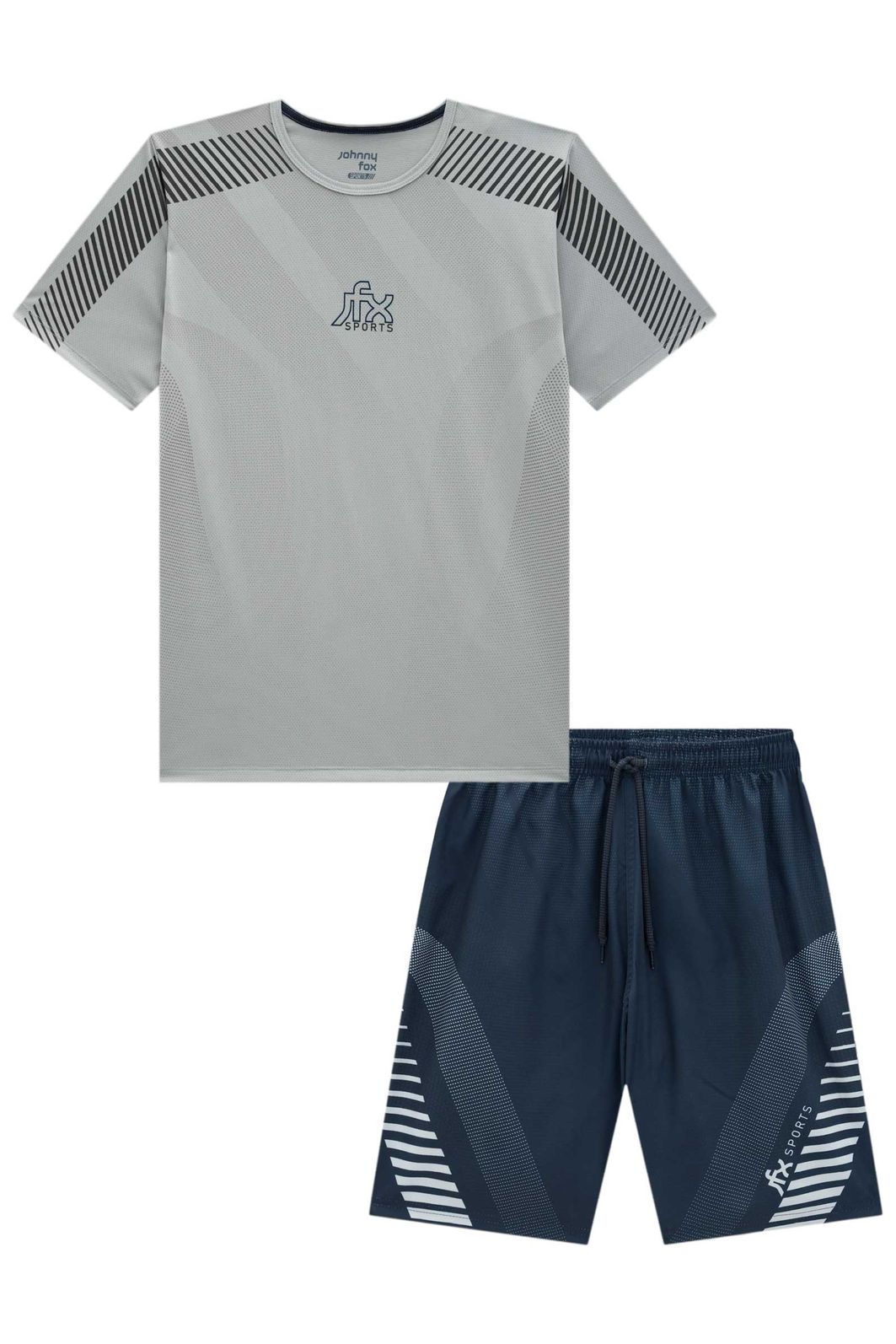 Conjunto de camiseta em malha dry yuki e bermuda em nylon ergonomic com elastano 96067 Johnny Fox Teen Menino Conjunto de camiseta em malha dry yuki e bermuda em nylon ergonomic com elastano 96067 Johnny Fox Teen Menino