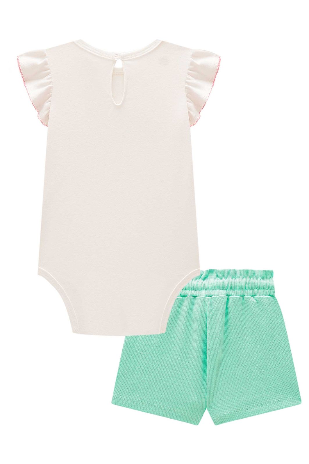 Conjunto de body em suedine e short saia em canelado 98040 Kukiê Bebê Menina Conjunto de body em suedine e short saia em canelado 98040 Kukiê Bebê Menina