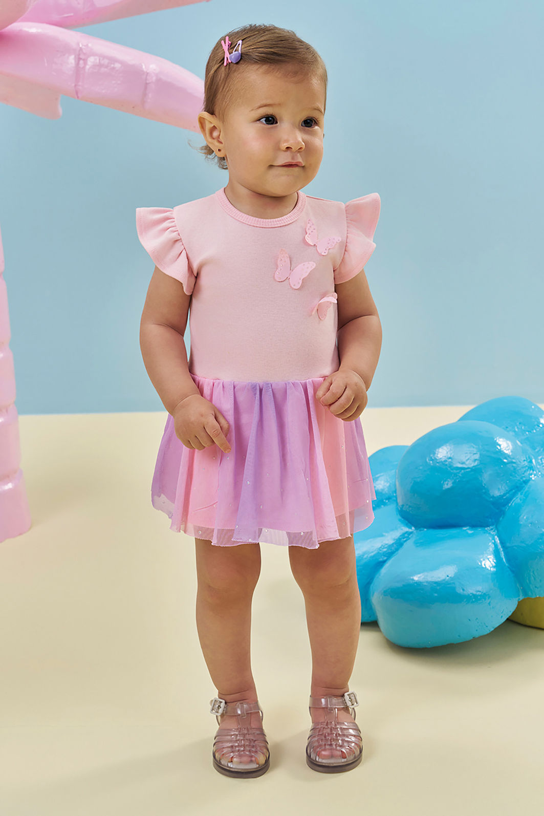 Vestbody em canelado liz e tule com elastano 94696 Kukiê Bebê Menina Vestbody em canelado liz e tule com elastano 94696 Kukiê Bebê Menina