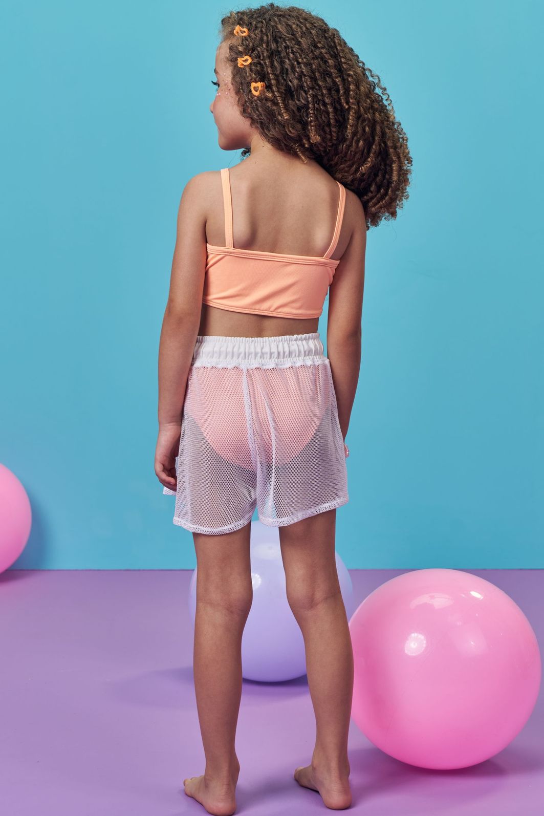 Trio de biquíni em malha com proteção UV50+ e short saída de praia em tela fashion 99117 Kukiê Infantil Menina Trio de biquíni em malha com proteção UV50+ e short saída de praia em tela fashion 99117 Kukiê Infantil Menina