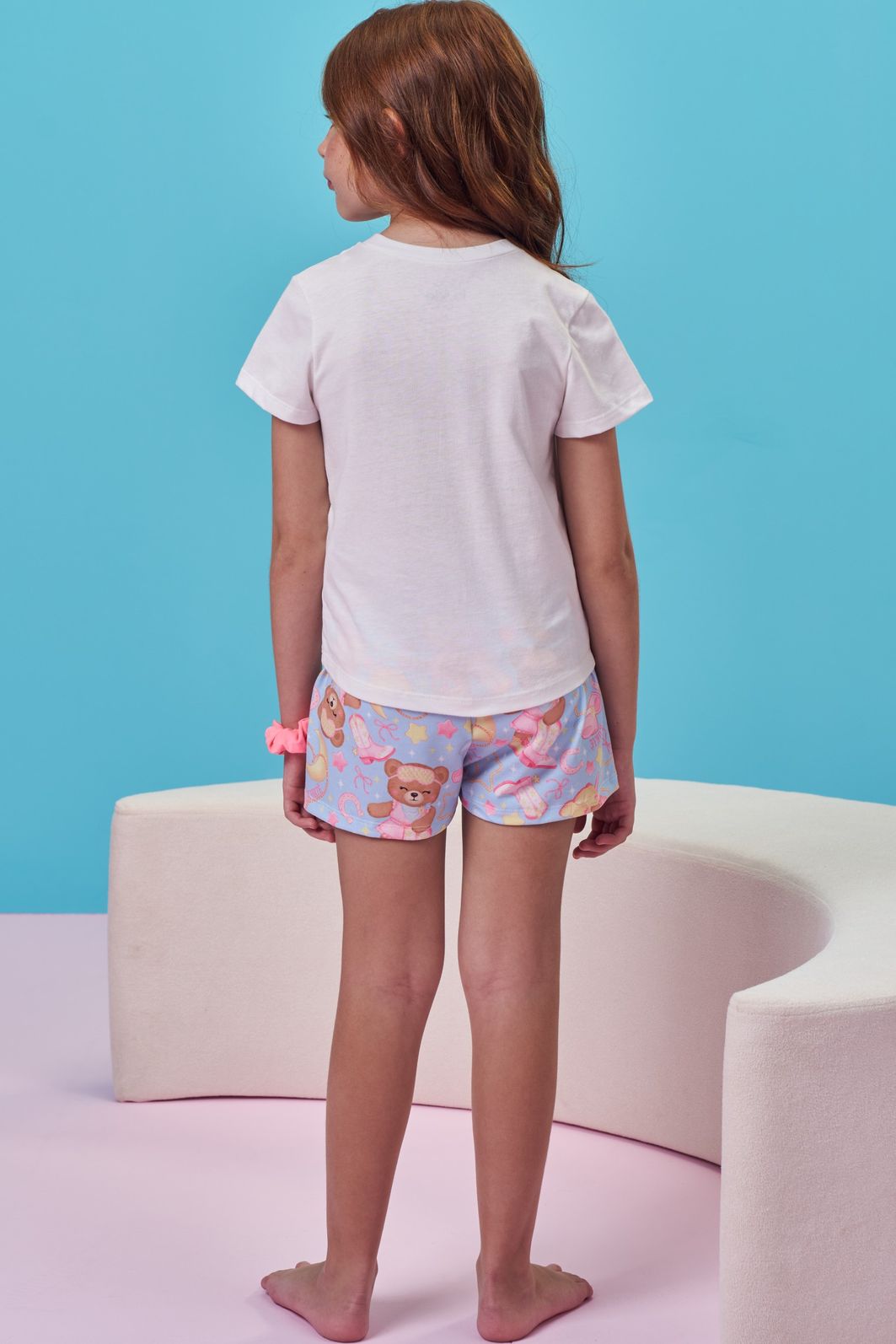 Conjunto de pijama de blusa em meia malha e shorts em malha fresh 99718 Kukiê Infantil Menina Conjunto de pijama de blusa em meia malha e shorts em malha fresh 99718 Kukiê Infantil Menina