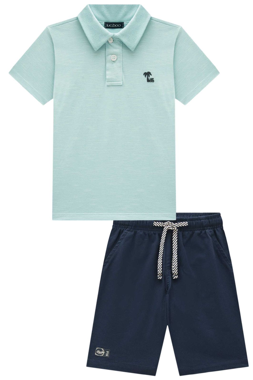 Conjunto de camisa polo em malha mesclada e bermuda em sarja girassol com elastano 96548 LucBoo Infantil Menino Conjunto de camisa polo em malha mesclada e bermuda em sarja girassol com elastano 96548 LucBoo Infantil Menino