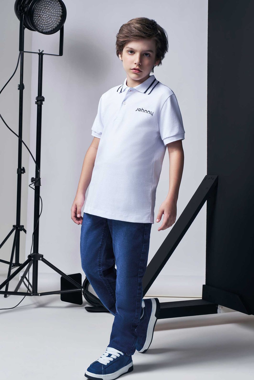 Camisa polo em piquet com elastano 96037 Johnny Fox Teen Menino Camisa polo em piquet com elastano 96037 Johnny Fox Teen Menino