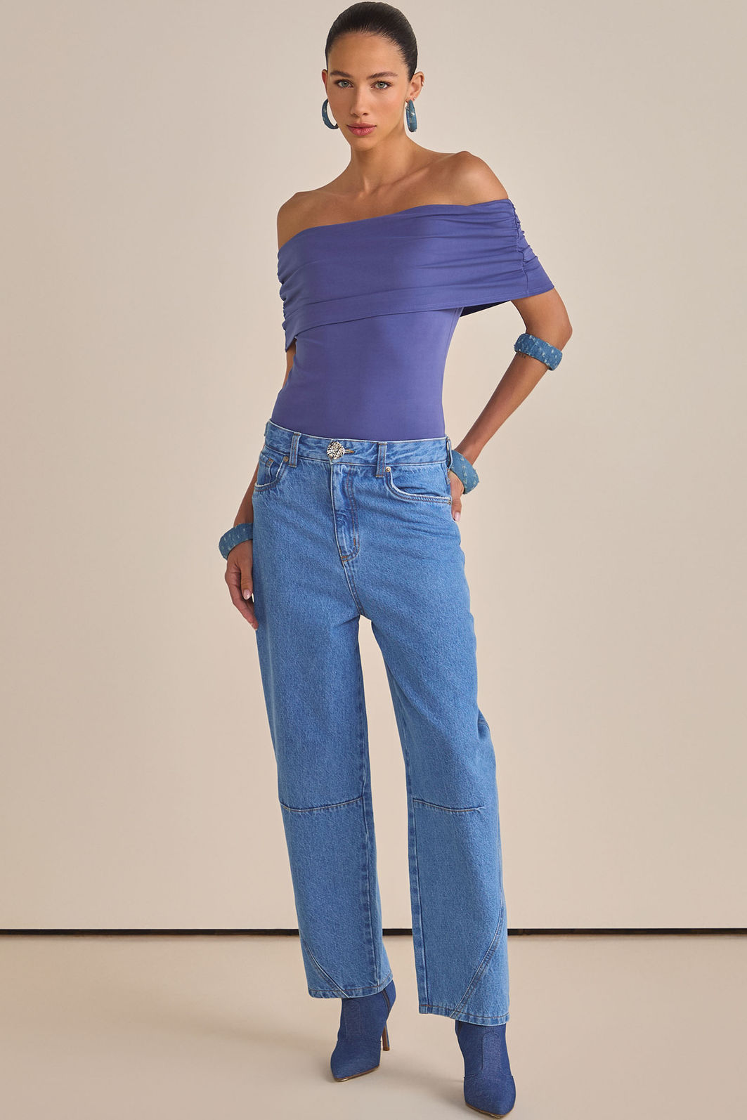 Calça ballon em denim 89294 Linzzi Calça ballon em denim 89294 Linzzi