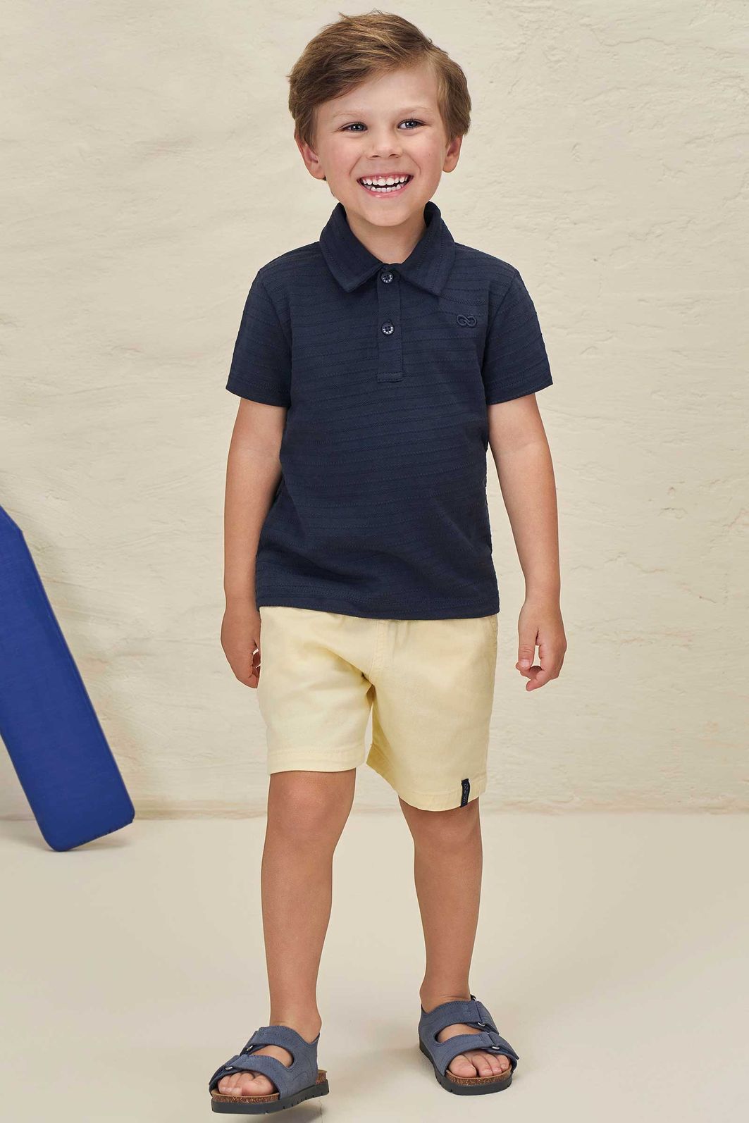 Conjunto de camisa polo em malha textura e bermuda em sarja ônix com elastano 98234 LucBoo Infantil Menino Conjunto de camisa polo em malha textura e bermuda em sarja ônix com elastano 98234 LucBoo Infantil Menino