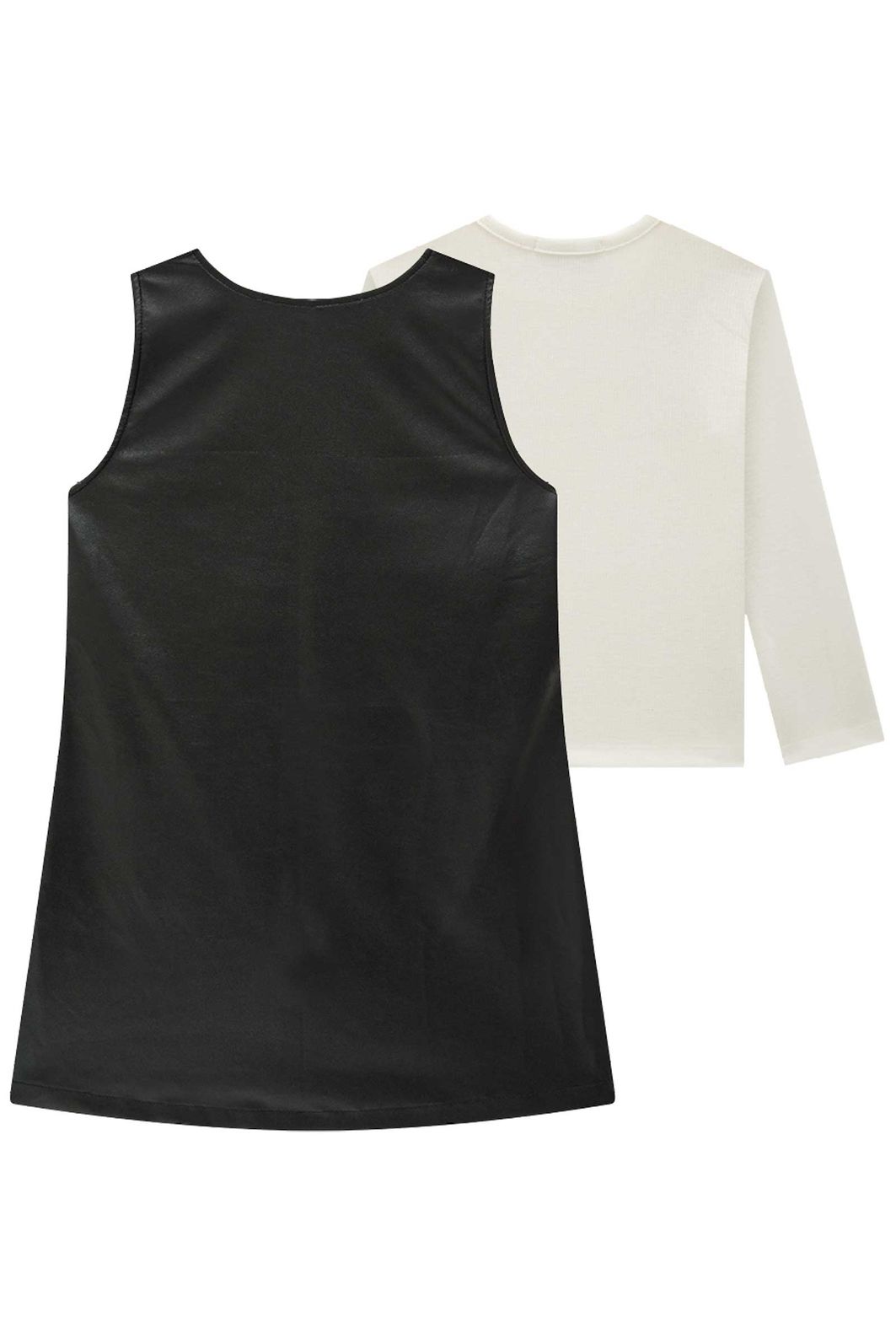 Conjunto de blusa em canelado liz e vestido em couro sintético 89511 Lilimoon Teen Menina Conjunto de blusa em canelado liz e vestido em couro sintético 89511 Lilimoon Teen Menina