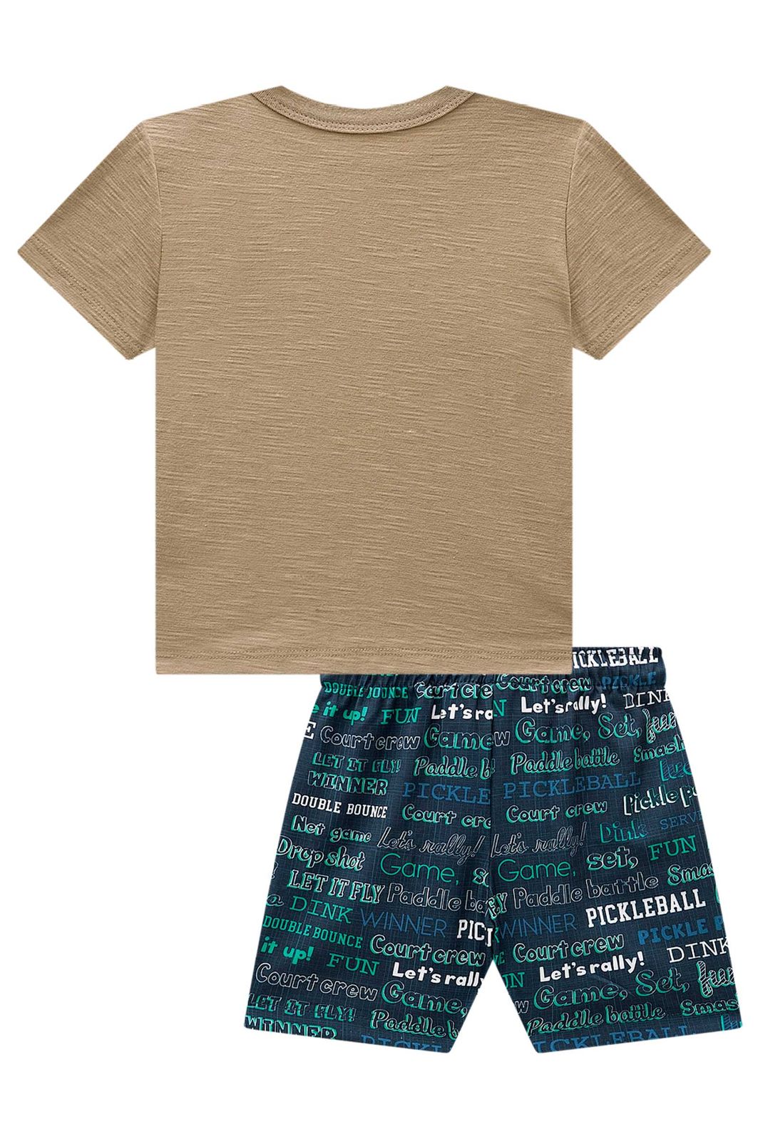 Conjunto de camiseta em meia malha flamê e bermuda em nylon ergonomic com elastano 97915 LucBoo Infantil Menino Conjunto de camiseta em meia malha flamê e bermuda em nylon ergonomic com elastano 97915 LucBoo Infantil Menino