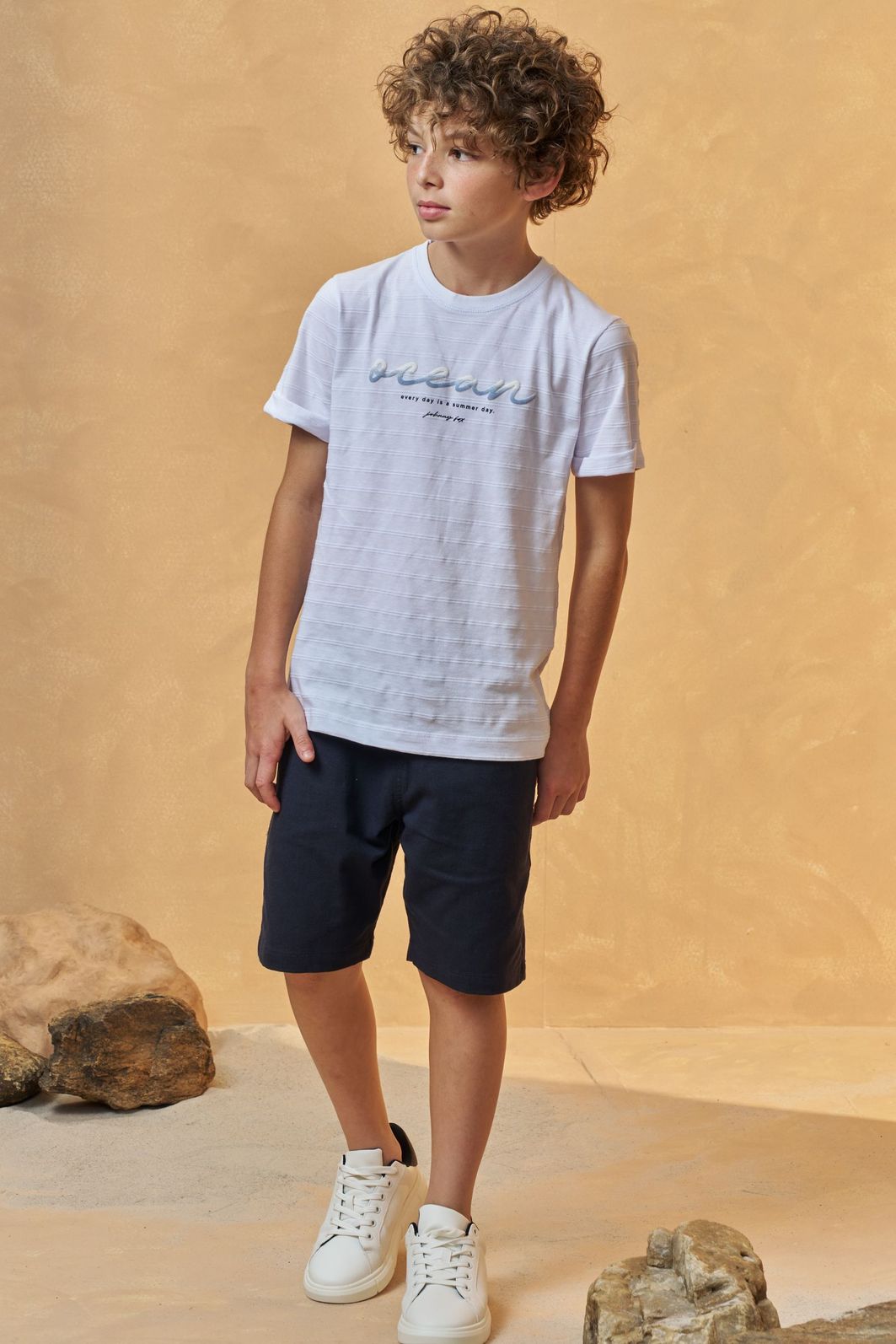 Bermuda em sarja stretch 96064 Johnny Fox Teen Menino Bermuda em sarja stretch 96064 Johnny Fox Teen Menino