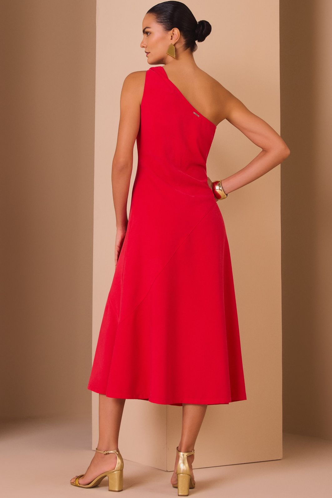 Vestido midi em tecido alfaiataria peach touch 97887 Linzzi Vestido midi em tecido alfaiataria peach touch 97887 Linzzi