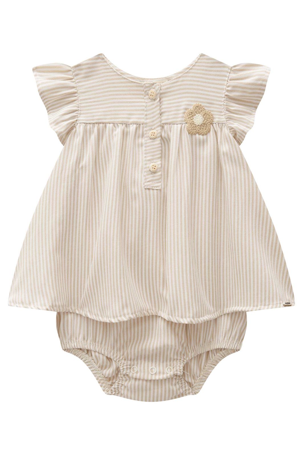 Vestbody em tricoline listrado 99584 Kukiê Bebê Menina