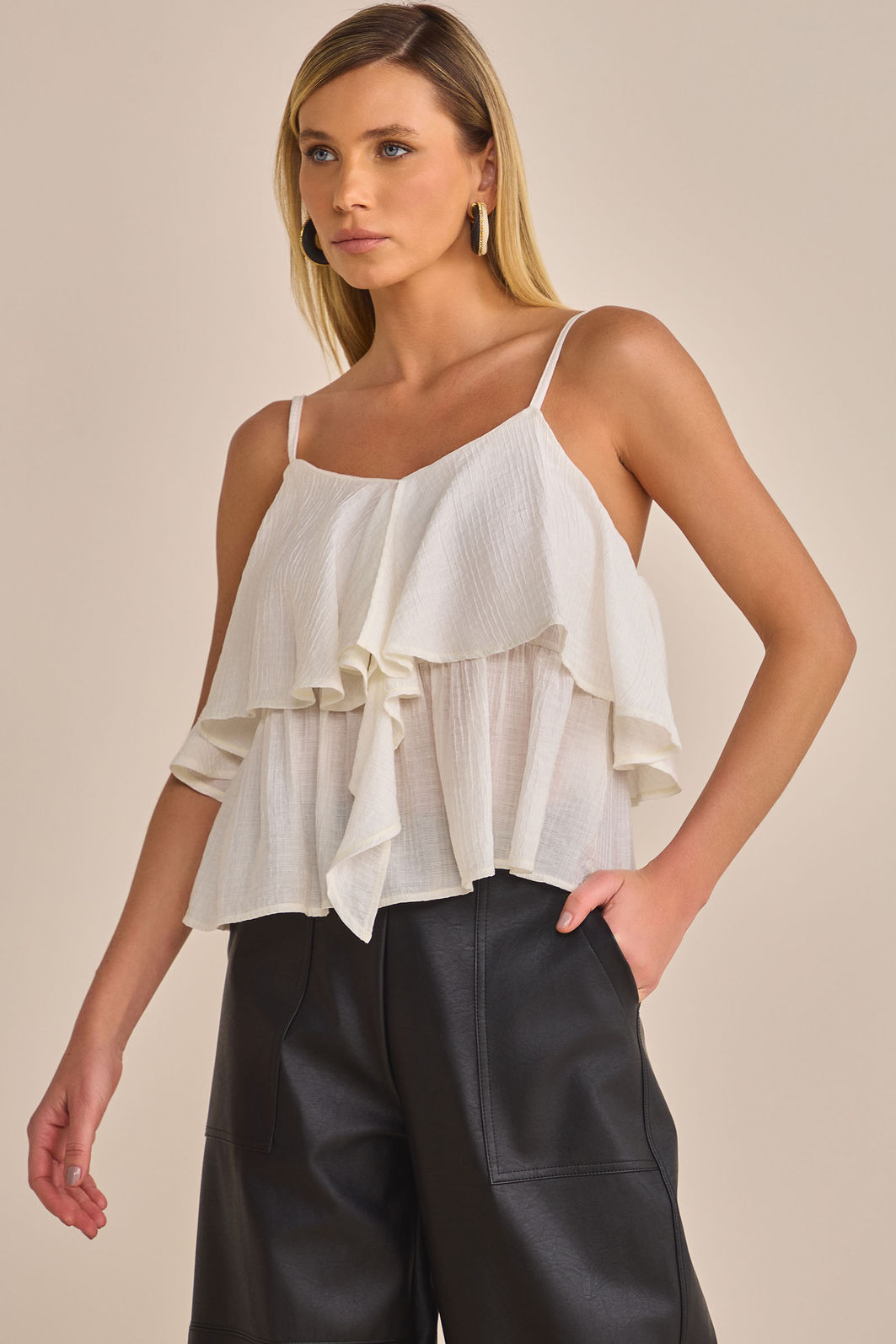 Bata em chiffon jacquard listrado 91898 Linzzi