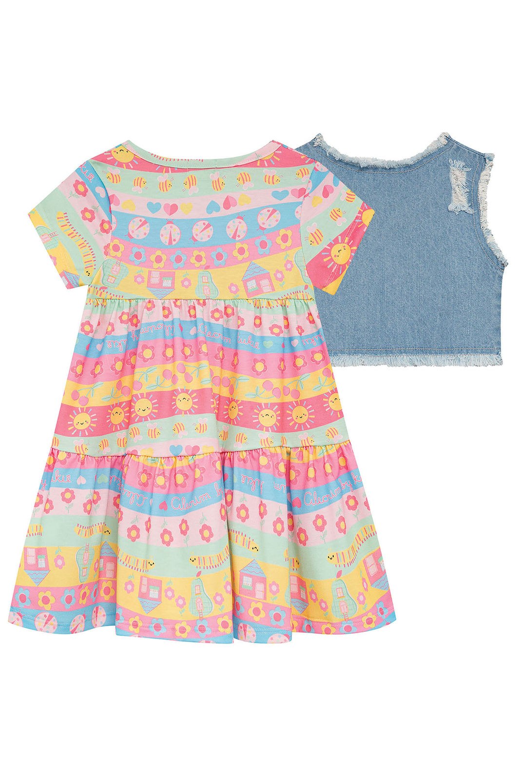 Vestido em malha fresh e colete em jeans arkansas 95571 Kukiê Infantil Menina Vestido em malha fresh e colete em jeans arkansas 95571 Kukiê Infantil Menina