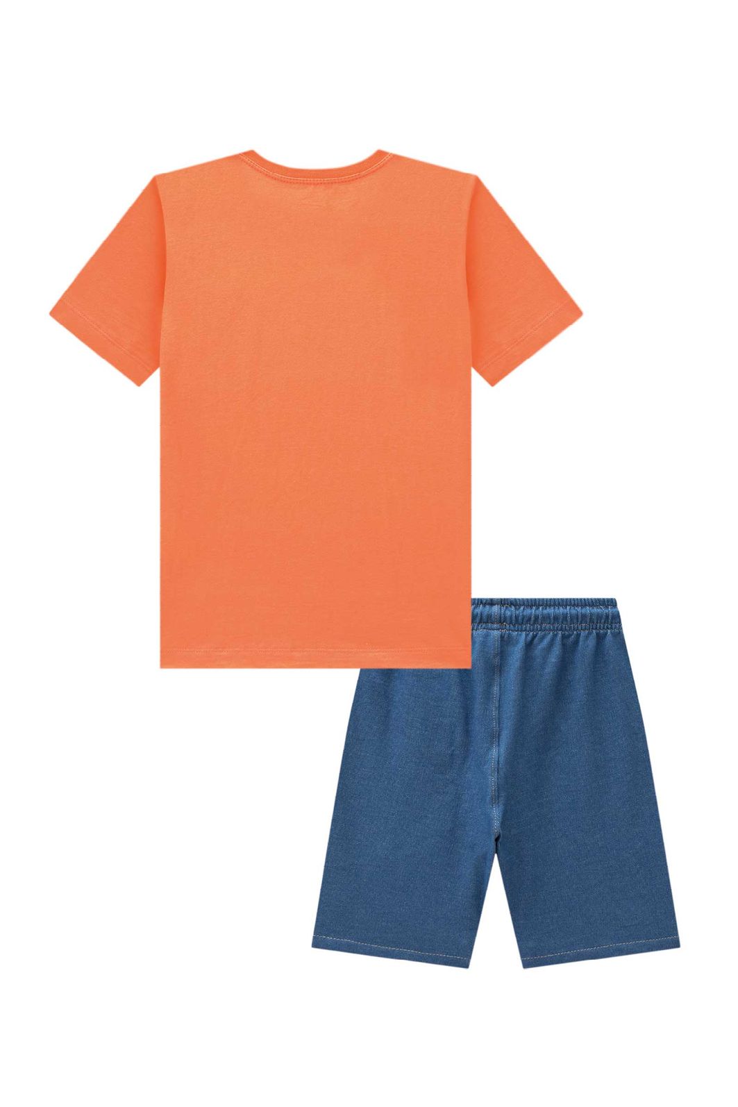 Conjunto de camiseta em meia malha e bermuda em malha denim com elastano 94857 LucBoo Infantil Menino Conjunto de camiseta em meia malha e bermuda em malha denim com elastano 94857 LucBoo Infantil Menino