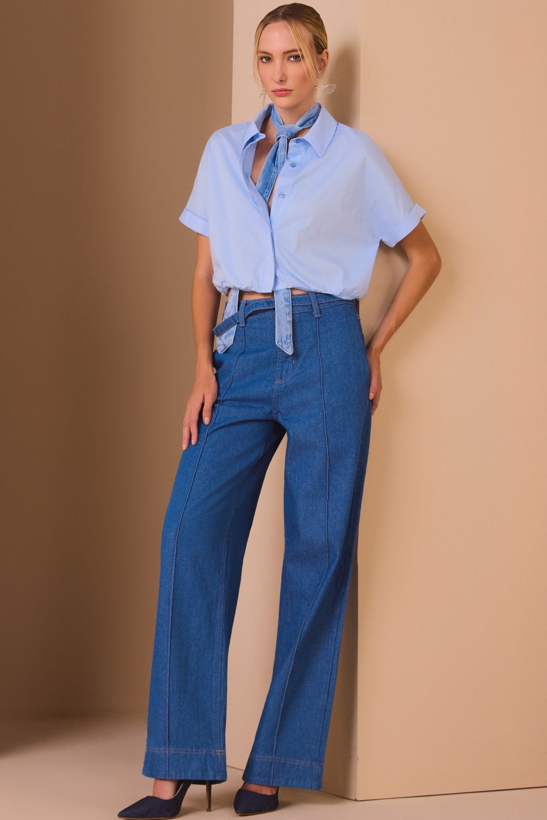 Calça reta em denim 17726 Linzzi Calça reta em denim 17726 Linzzi