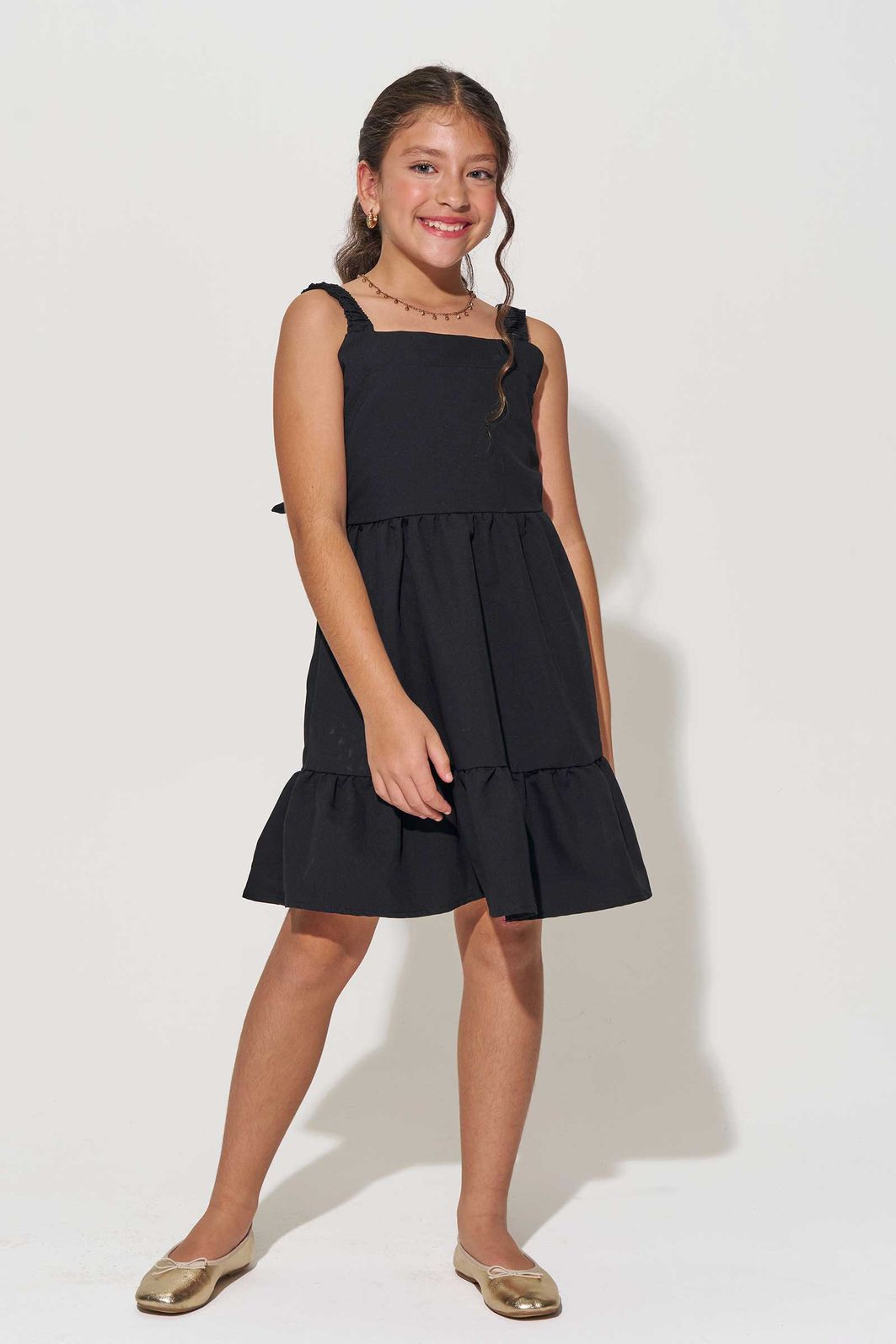 Vestido em tecido plano de viscose 94876 Lilimoon Teen Menina Vestido em tecido plano de viscose 94876 Lilimoon Teen Menina