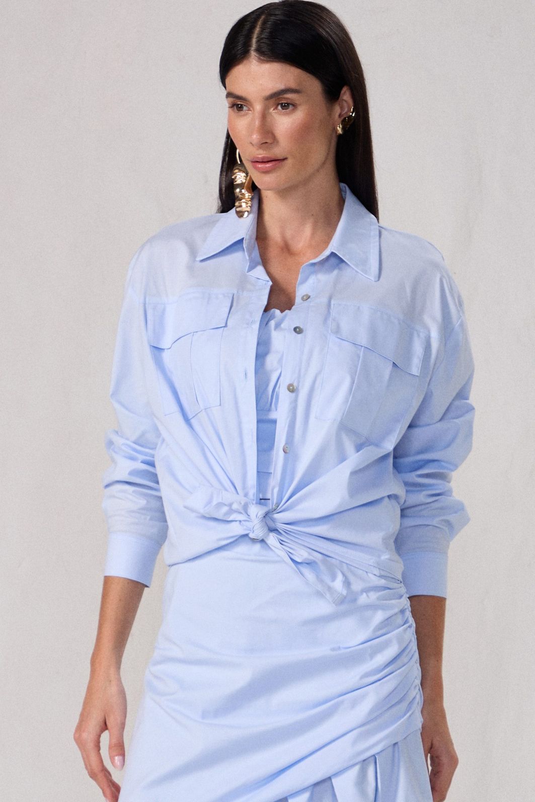 Camisa em tricoline com elastano 83776 Linzzi Camisa em tricoline com elastano 83776 Linzzi