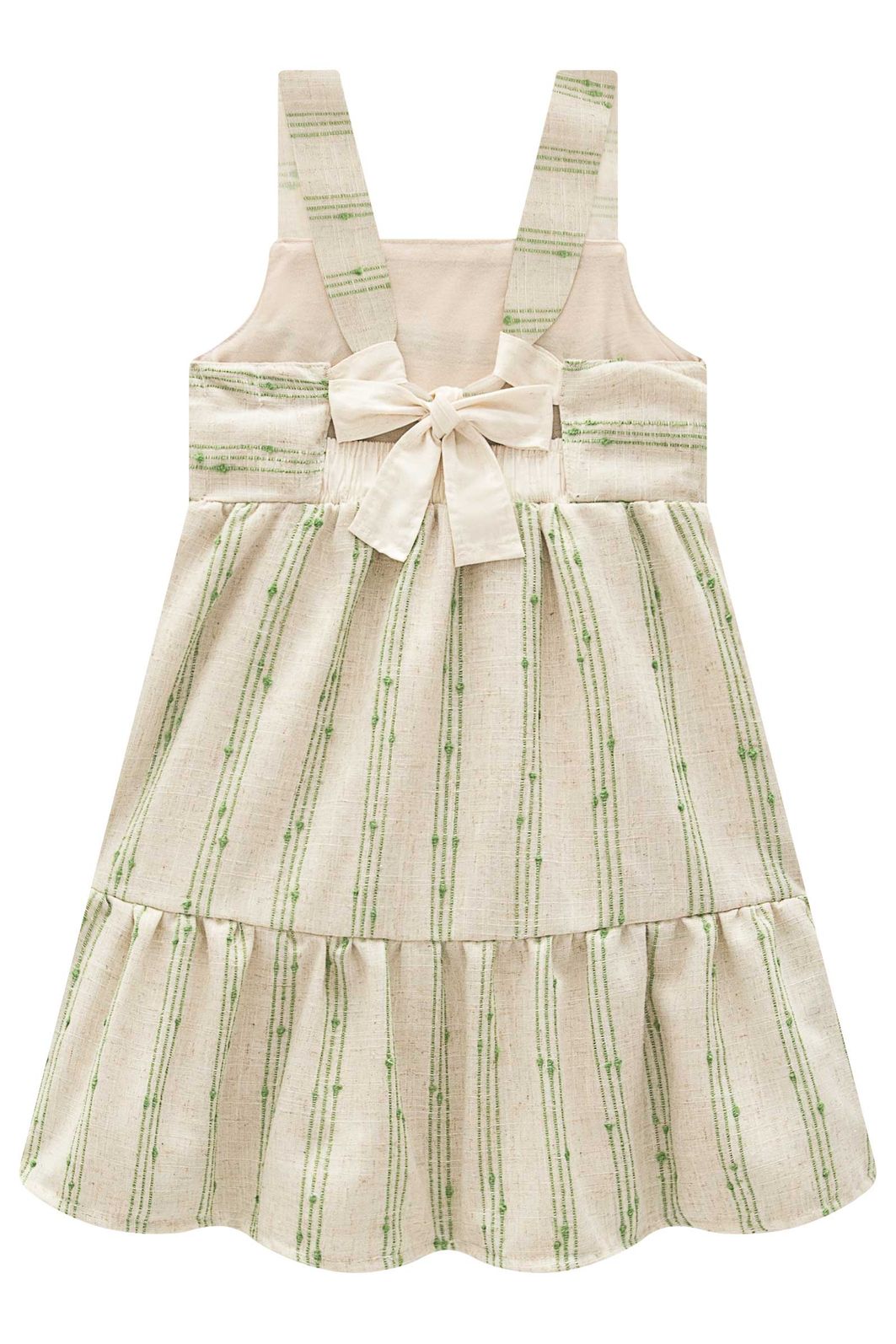 Vestido em linho bordado listras 98335 Kukiê Infantil Menina