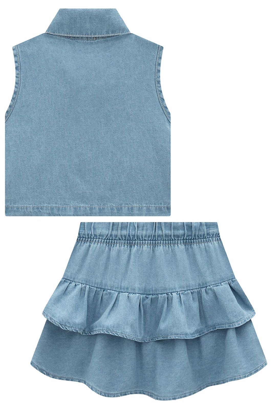 Conjunto de camisa e saia em jeans 97205 Infanti Infantil Menina Conjunto de camisa e saia em jeans 97205 Infanti Infantil Menina