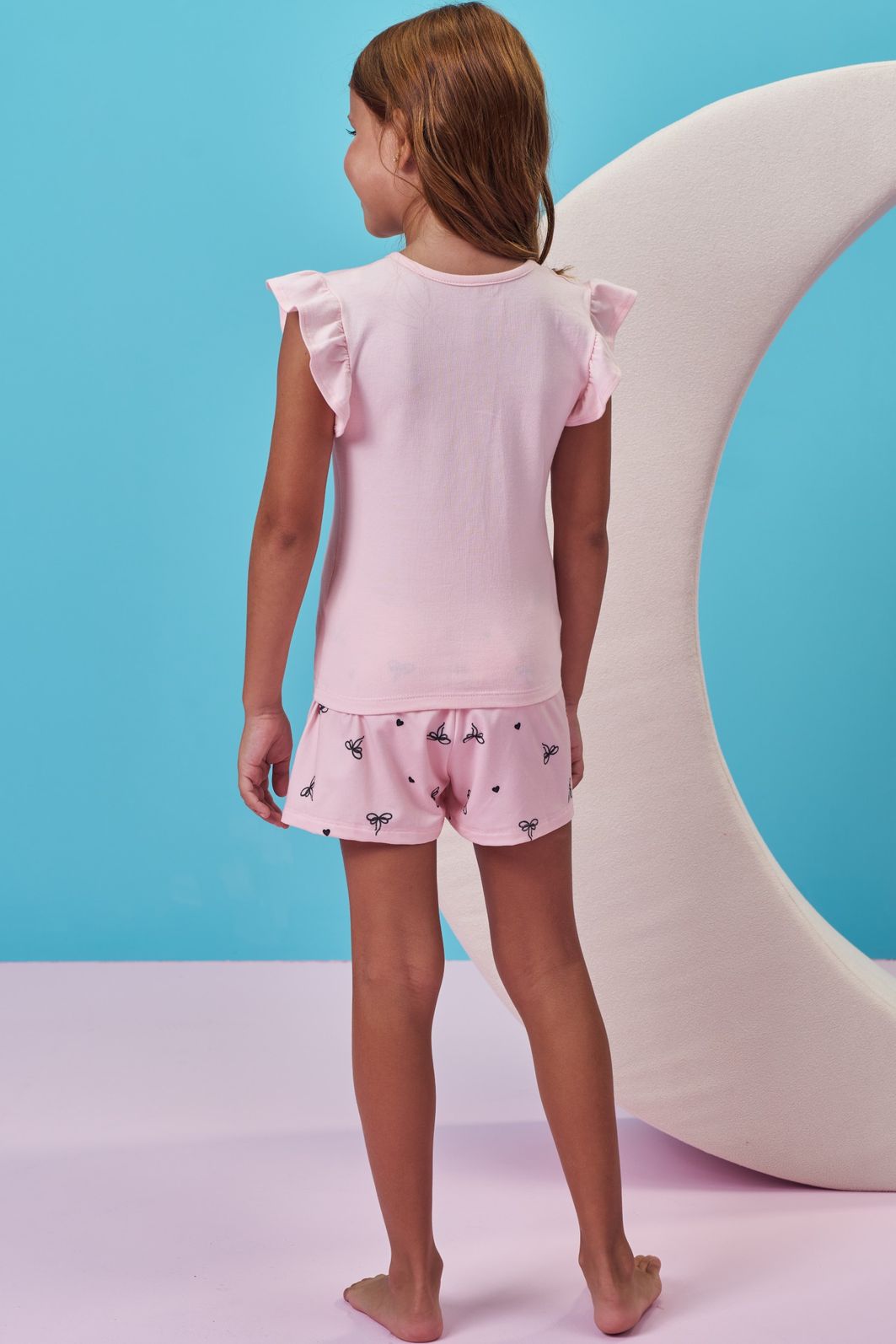 Conjunto de pijama de blusa em cotton e shorts em malha comfy 99711 Kukiê Infantil Menina Conjunto de pijama de blusa em cotton e shorts em malha comfy 99711 Kukiê Infantil Menina