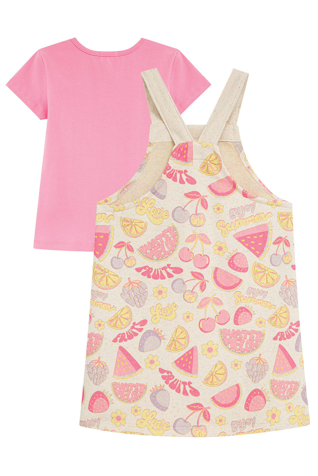 Conjunto de blusa em cotton e salopete em moletom linho 97133 Kukiê Infantil Menina Conjunto de blusa em cotton e salopete em moletom linho 97133 Kukiê Infantil Menina