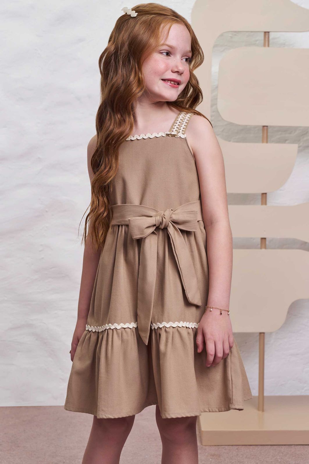 Vestido em linho santorine com elastano 98360 Infanti Infantil Menina Vestido em linho santorine com elastano 98360 Infanti Infantil Menina