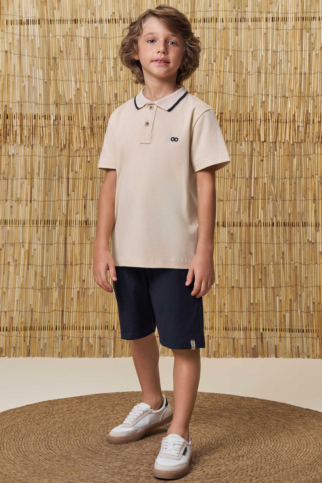 Conjunto de camisa polo em piquet com elastano e bermuda em linho santorine 99062 LucBoo Infantil Menino Conjunto de camisa polo em piquet com elastano e bermuda em linho santorine 99062 LucBoo Infantil Menino