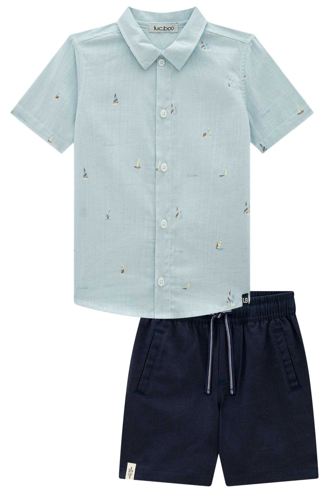 Conjunto de camisa em linho verano e bermuda em
linho santorine 98241 LucBoo Infantil Menino